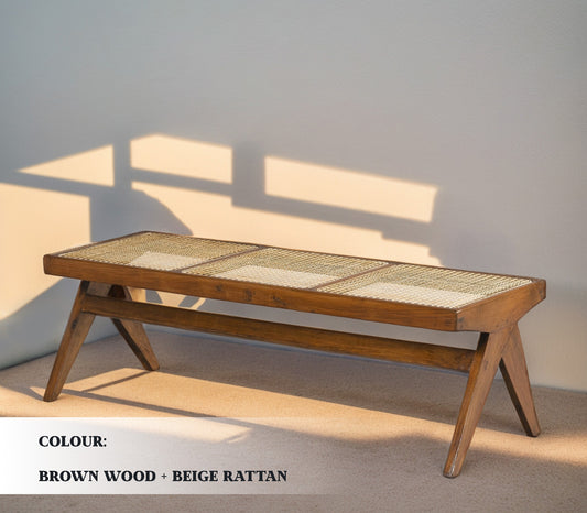 Brown Rattan Bench