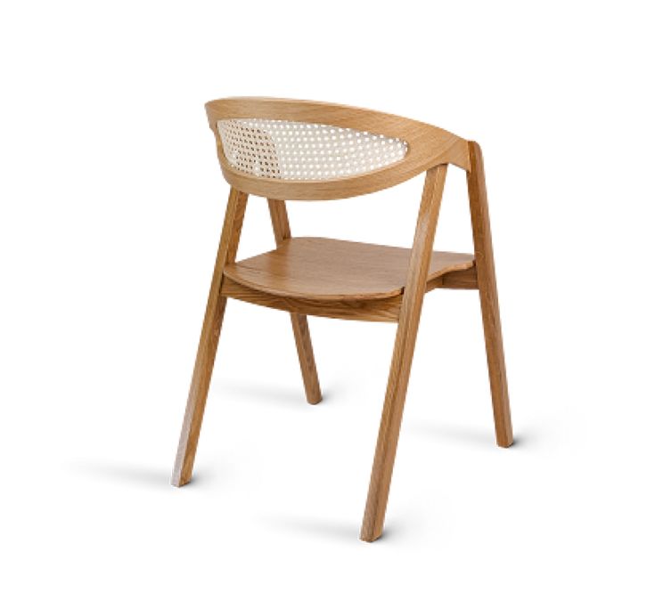 Beige Wooden Chair with Natural Rattan