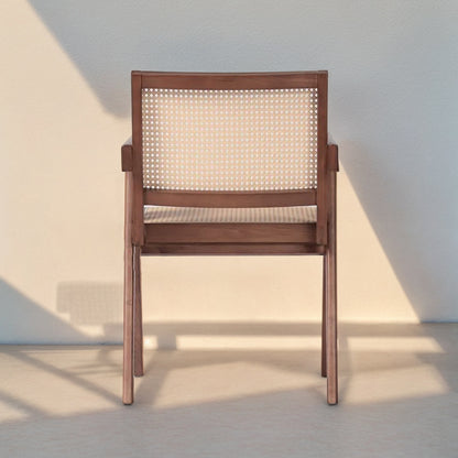 Brown Wooden Chair with Rattan