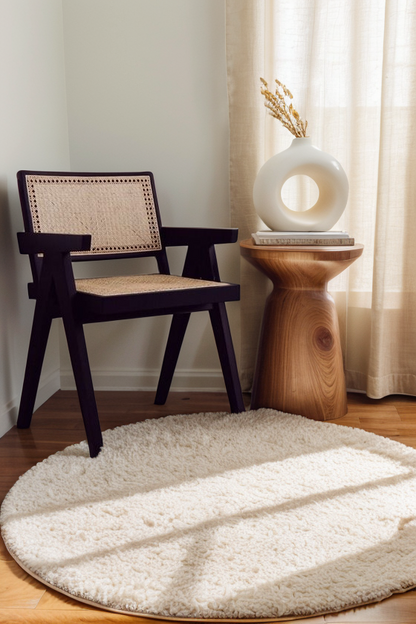 Brown Wooden Chair with Rattan