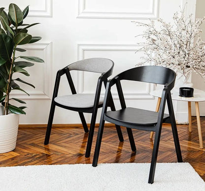 Black Wooden Chair with Hard Seat