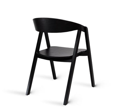 Black Wooden Chair with Hard Seat