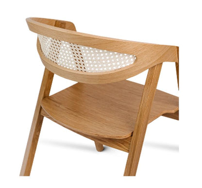 Beige Wooden Chair with Natural Rattan