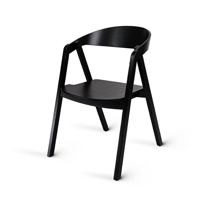 Black Wooden Chair with Hard Seat