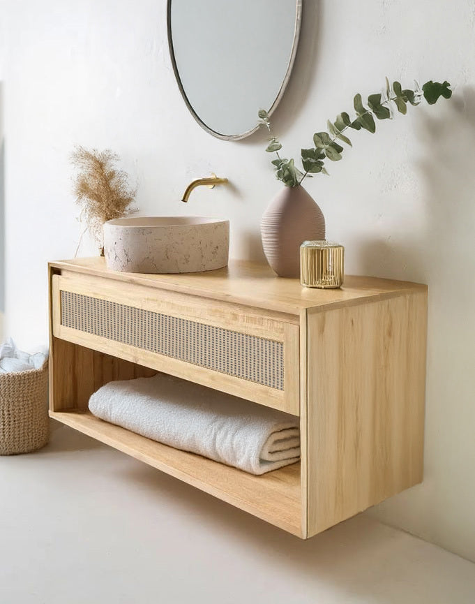 Wall-mount Bathroom Vanity With Rattan