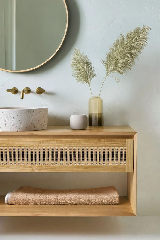 Wall-mount Bathroom Vanity With Rattan