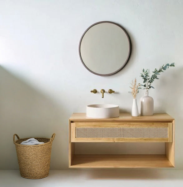 Wall-mount Bathroom Vanity With Rattan