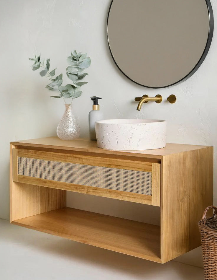 Wall-mount Bathroom Vanity With Rattan