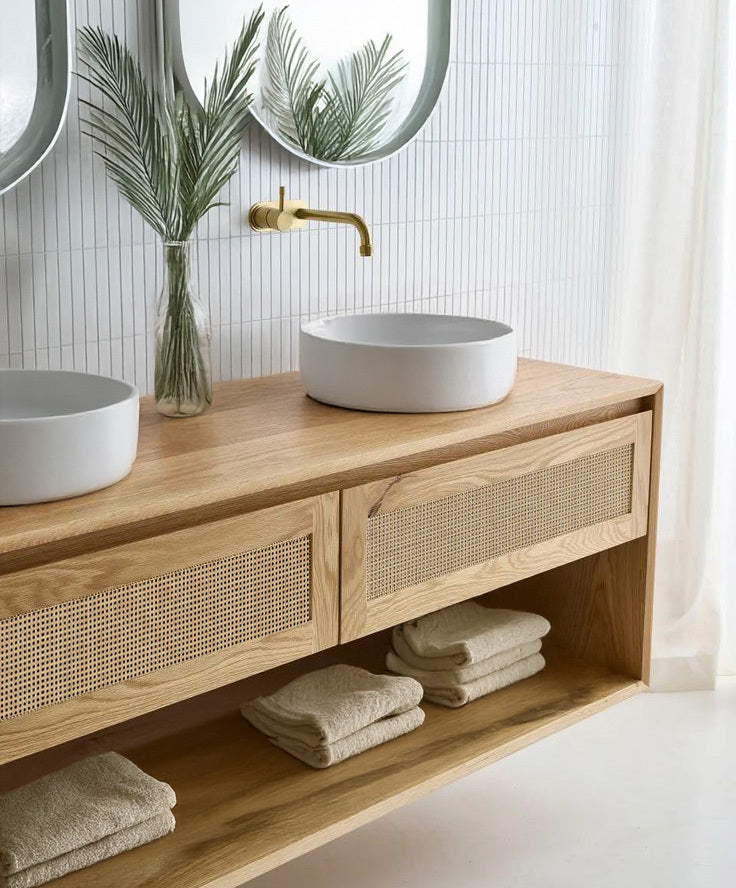 Wall-mount Bathroom Vanity With Rattan